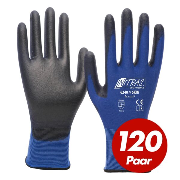 NITRAS 6240 Skin Nylon-Strickhandschuhe mit PU-Beschichtung, Feinmontage, Touchscreen geeignet - 120 Paar – Bild 2