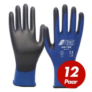 NITRAS 6240 Skin Nylon-Strickhandschuhe mit PU-Beschichtung, Feinmontage, Touchscreen geeignet - 12 Paar