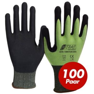 NITRAS Schnittschutzhandschuh Skin Flex 6340 CUT 3 - VPE 100 Paar - perfekte Passform, verstärkte Daumenbeuge