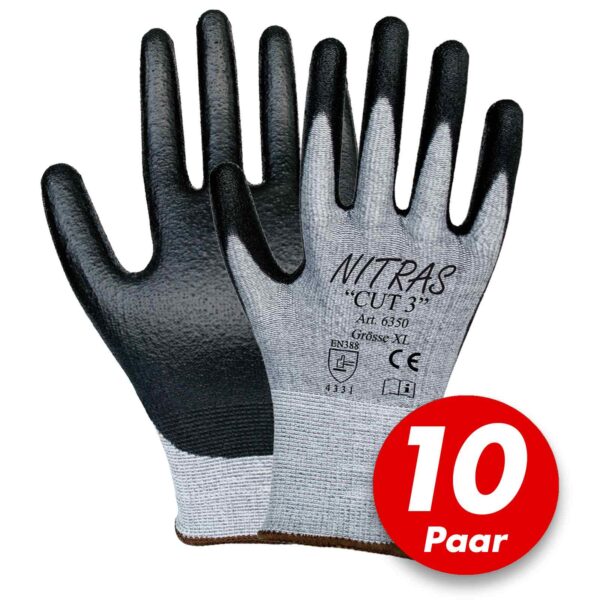 NITRAS 6350 CUT 3 Schnittschutzhandschuhe Arbeitshandschuhe Handschuhe - 10 Paar – Bild 2