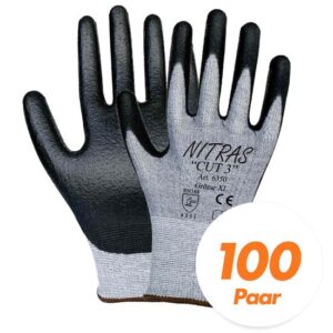 NITRAS 6350 CUT3, Schnittschutzhandschuhe, Arbeitshandschuhe, Handschuhe, Montagehandschuhe - 100 Paar