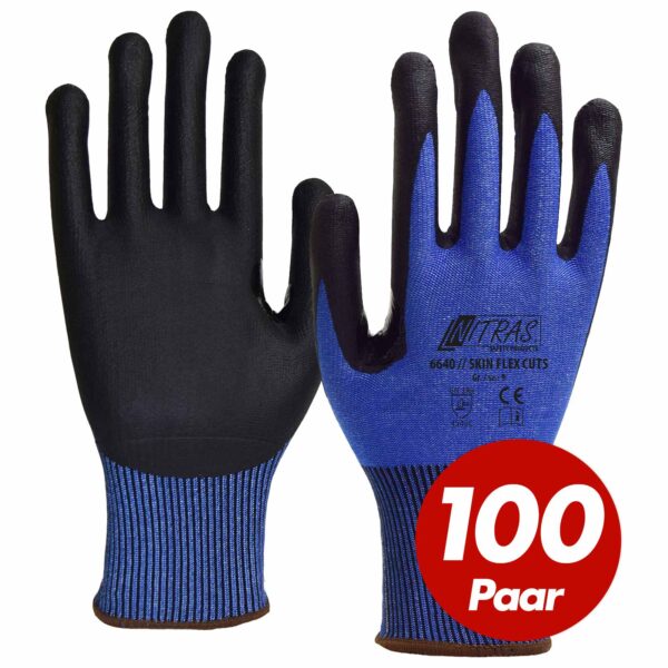 NITRAS Schnittschutzhandschuh Skin Flex 6640 CUT 5 - VPE 100 Paar - verstärkte Daumenbeugen, hoher Schnittschutz – Bild 2