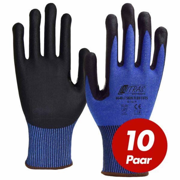 NITRAS Schnittschutzhandschuh Skin Flex 6640 CUT 5 - VPE 10 Paar - verstärkte Daumenbeugen, hoher Schnittschutz – Bild 2
