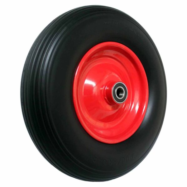 FRONTTOOL Schubkarrenrad pannensicher, PU Vollgummi-Reifen Ø 400 mm mit Präzisions-Kugellager auf Stahlfelge - 150 Kg Traglast - Reifenbreite 88 mm – Bild 2
