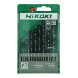 HiKOKI Metallbohrer-Set, 780095, HSS-R, Stahl und Guss bis 900 N/mm², 10-teilig, hohe Lebensdauer