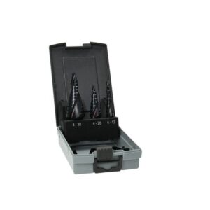 HiKOKI Stufenbohrer-Set HSS Titan, Konusbohrer, Kegelbohrer für Kunststoff, Stahl, Edelstahl, 3-teilig