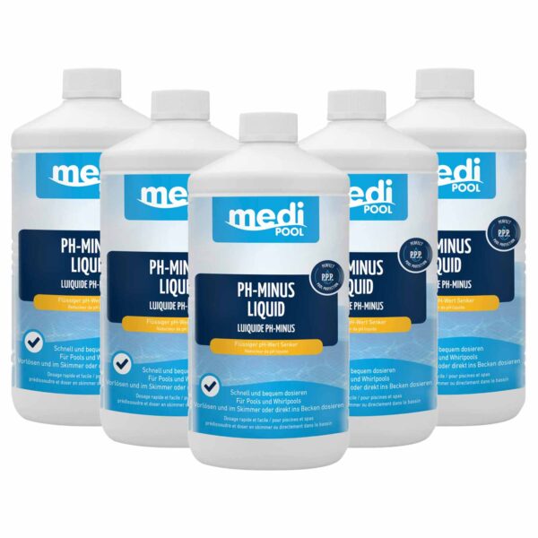 mediPOOL pH-Minus Liquid 1L, pH Senker, pH Regulator, Wasserpflege, Flüssigchlor – Bild 2