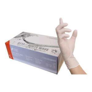 NITRAS Einmalhandschuhe White Wave 8310 - Einweghandschuhe puderfrei und extrem reißfest, perfekt in einer Box zum Dosieren