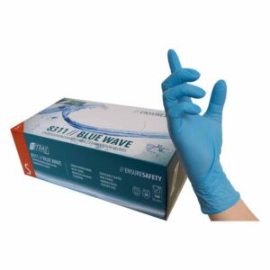 NITRAS Einmalhandschuhe BlueWave 8311 100 Stück - Einweghandschuhe puderfrei, unsteril, perfekt in einer Box zum Dosieren