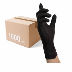 NITRAS Einmalhandschuhe 8320 Black Wave 10x 100 Stück - Einweghandschuhe puderfrei und extrem reißfest, perfekt in einer Box zum Dosieren
