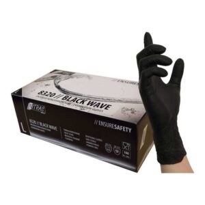 NITRAS 8320 Black Wave Einmalhandschuhe - Einweghandschuhe puderfrei und extrem reißfest, perfekt in einer Box zum Dosieren