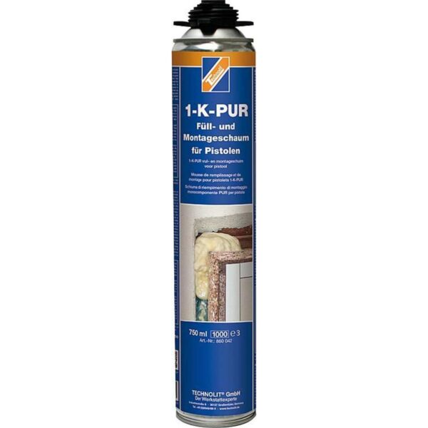 TECHNOLIT 1 K PUR Füll- u. Montageschaum 750 ml, Bauschaum, Pistolenschaum, Füllschaum, Dämmschaum, Kleber – Bild 2