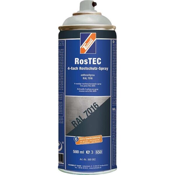 TECHNOLIT RosTEC 4-Fach Rostschutz RAL Spray 500 ml, Farbspray, Rostschutzspray, Korrosionsschutz, Grundierung – Bild 2