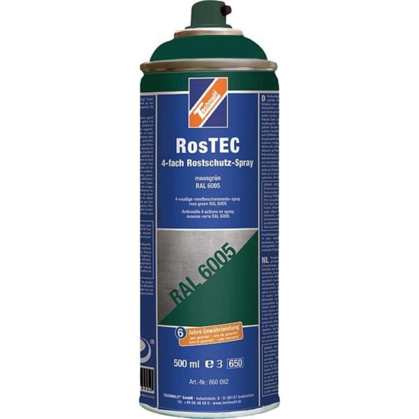 TECHNOLIT RosTEC 4-Fach Rostschutz RAL Spray 500 ml, Farbspray, Rostschutzspray, Korrosionsschutz, Grundierung – Bild 2