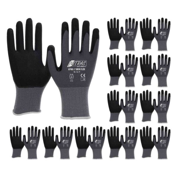 NITRAS 8700 Skin-Flex Strickhandschuh mit schwarzer Spezialbeschichtung für Feinmontage - VPE 12 Paar – Bild 2