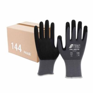 NITRAS Skin-Flex Strickhandschuhe 8700- 144 Paar - hohes Tastempfinden, Montagearbeiten, hervorragender Nass- und Trockengriff