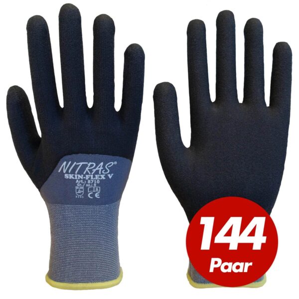 144 Paar NITRAS 8710 Skin-Flex V Strickhandschuhe mit 3/4 Spezalbeschichtung - Allroundhandschuhe – Bild 2