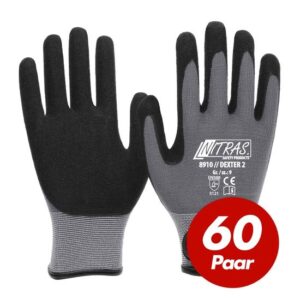 NITRAS 8910 Dexter 2 Mechanikerhandschuhe Werkstatthandschuhe Handschuhe mit Klettverschluss - 60 Paar