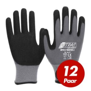 NITRAS 8910 Dexter 2 Mechanikerhandschuhe Werkstatthandschuhe Handschuhe mit Klettverschluss - 12 Paar