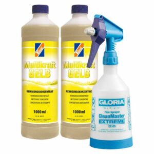 TECHNOLIT Multikraft GELB Sanitärreiniger sauer Konzentrat 2x 1L + Sprühflasche, Fliesenreiniger, Badreiniger, Kalklöser