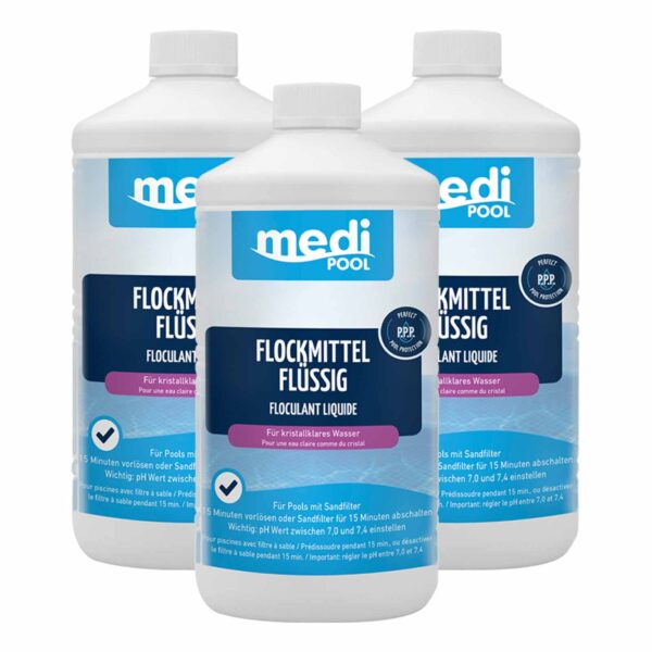 medi POOL Flockmittel flüssig 1 Liter, Flockungsmittel, Flockmittel, Wasserpflege – Bild 2