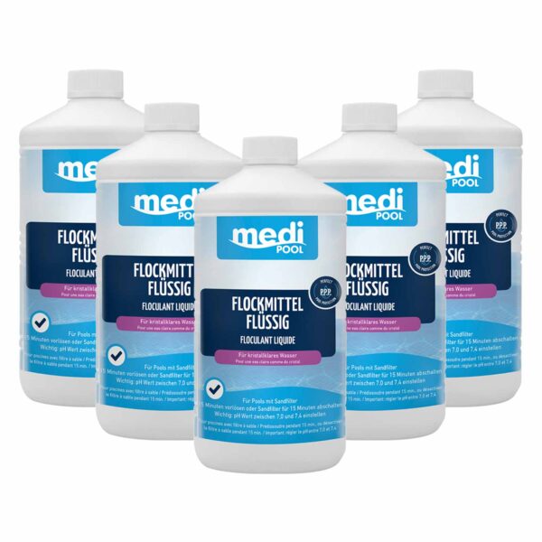 medi POOL Flockmittel flüssig 1 Liter, Flockungsmittel, Flockmittel, Wasserpflege – Bild 2