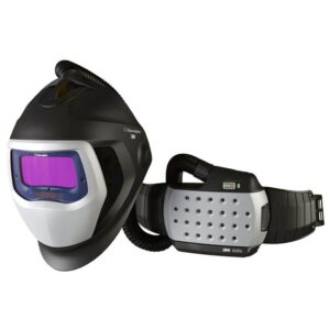 3M SPEEDGLAS 9100 AIR Automatik-Schweißermaske mit Seitenfenster, ADFLO Atemschutzsystem und Automatik-Schweißfilter ADF 9100 für MIG MAG WIG Schweißen