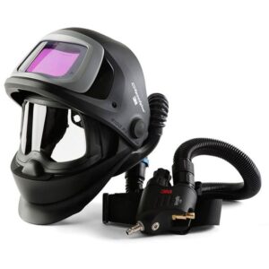 3M SPEEDGLAS 9100 FX Air klappbare Automatik-Schweißermaske mit Seitenfenster, Versaflo V500E Atemschutzsystem und Automatik-Schweißfilter ADF 9100 für MIG MAG WIG Schweißen