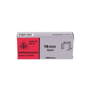 HaWe Tackerklammern 1000 Stück - aus Stahl - für System 53/530 und Tacker 901.00, 903.00, 00.153,  0153.0,  0353.0 - in 6, 8, 10, 12, 14 mm