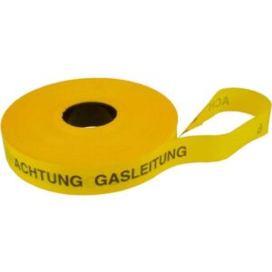 HaWe Trassenwarnband "Achtung Gasleitung" Kältebeständig, Farbecht, PVC- und schwermetallfrei - Norm 54846 TV 1, 40 x 0,15mm, 250m