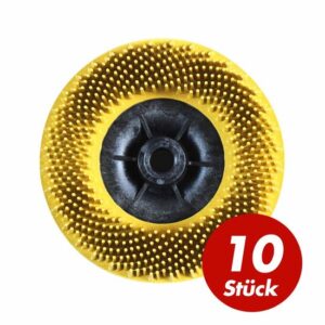10 Stück 3M Bristle Disc Hochleistungsscheibe 115 mm M14 - grün / gelb / weiß - verschiedene Körnung/Farben