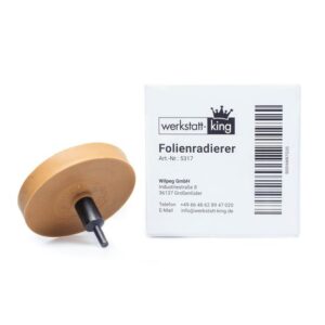 Folienradierer inkl. Adapter - Für alle handelsübliche Bohrmaschinen, Akku-Schrauber, Geradschleifer geeignet - Zierfolien, Aufkleber und Kleberückstände entfernen