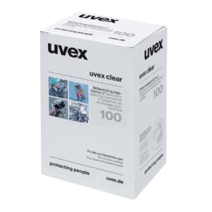 uvex Feuchtreinigungstücher für Brillen 100 Stück, einzeln verpackt, silikonfrei, für saubere Brillen unterwegs