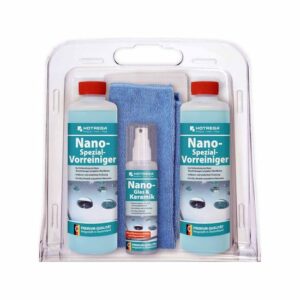 HOTREGA Nano Glas & Keramik Set, Versiegelung, 2x Vorreiniger, Microfasertuch, 2x Poliertuch - Nanotechnologie, Glasschutz