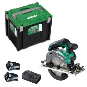 HiKOKI Akku-Handkreissäge C18DBALWPZ 18 V, 2 Akkus 5 Ah, Ladegerät, HM-Sägeblatt, HSC IV SET
