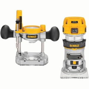 DeWALT D26204K-QS Multifunktions-Fräse Tauchfräse Kantenfräse 900 Watt - Set inkl. 2 x Parallelanschlag + 2 x Absaugadapter + Spannzange u. v. mehr