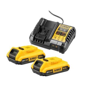 DeWALT Akku-Set DCB1104D2-QW, 18V, 2Ah, 2x XR-Akku DCB183 inkl. Schnellladegerät für XR-Schiebe Akkus und Flexvolt Akkus