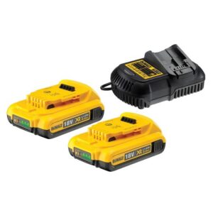 DeWALT Akku-Kit DCB115D2-QW - Set inklusive 2 x 18 V / 2 Ah + DCB 115 Schnell-Ladegerät - das leistungsstarke Starter-Kit für Profis