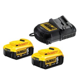 DeWALT Akku-Kit DCB115P2-QW - Set inklusive 2 x 18 V / 5 Ah + DCB 115 Schnell-Ladegerät - das leistungsstarke Starter-Kit für Profis