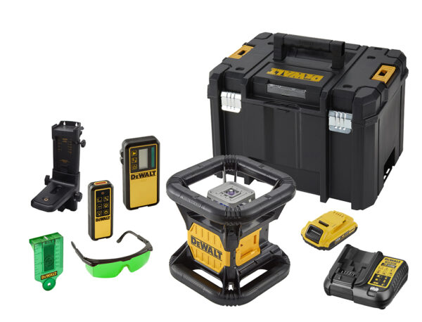 DeWALT Rotationslaser DCE079D1G-QW - grün - inkl. Akku + Ladegerät + Elektronischer Empfänger + Fernbedienung + Zieltafel + Laserbrille + TSTAK-Box – Bild 2