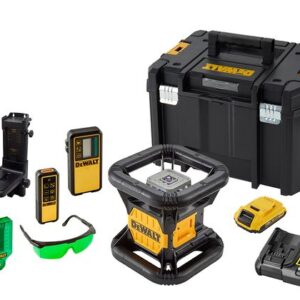 DeWALT Rotationslaser DCE079D1G-QW - grün - inkl. Akku + Ladegerät + Elektronischer Empfänger + Fernbedienung + Zieltafel + Laserbrille + TSTAK-Box