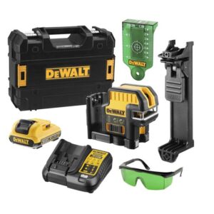 DeWALT Linienlaser DCE0825D1G-QW- 10,8 V 5-Punktlinienlaser Grün - Set inkl. Wandhalterung + 10.8 V / 2 Ah Akku + Ladegerät und Zubehör