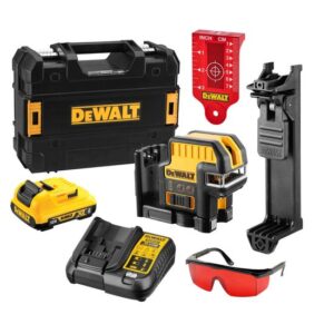 DeWALT Linienlaser DCE0825D1R-QW 10,8 V 5-Punktlinienlaser Rot - Set inkl. Wandhalterung + 10.8 V / 2 Ah Akku + Ladegerät und Zubehör