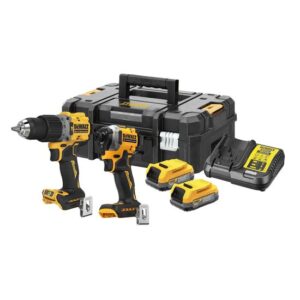 DeWALT Akku-Kombopack DCK2050E2T-QW, Bohrschrauber, Schlagschrauber, 18V, 1,7Ah Power Stack Akkus