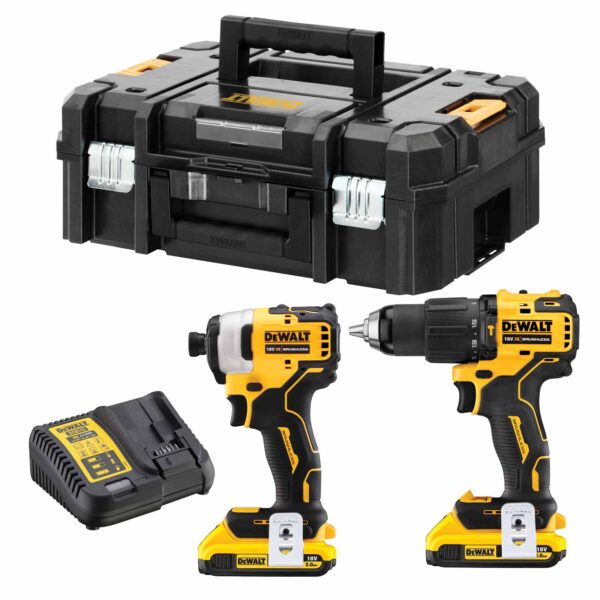 Dewalt Akku-Kombopack DCK2062D2T-QW 18 V, Schlagbohrschrauber, Schlagschrauber, 2 Akkus 2 Ah, Ladegerät, TSTAK-Box II – Bild 2