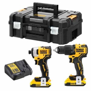 Dewalt Akku-Kombopack DCK2062D2T-QW 18 V, Schlagbohrschrauber, Schlagschrauber, 2 Akkus 2 Ah, Ladegerät, TSTAK-Box II