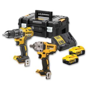 DeWALT Akku-Kombopack DCK2077P2T-QW 18V 5Ah - DCD 791 Akku-Bohrschrauber, DCF 894 Akku-Schlagschrauber, 2x 5Ah Akkus, Schnellladegerät
