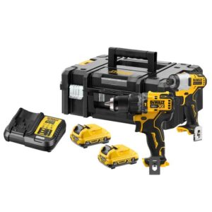 DeWALT Akku-Schrauber-Set DCK2111L2T-QW 12 V inkl. 2x 3 Ah Akkus mit Kapazitätsanzeige, System-Schnellladegerät, TSTAK-Box II