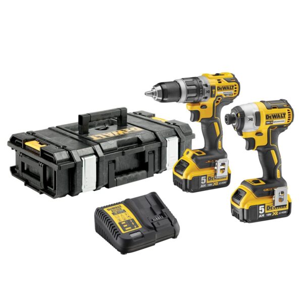DeWALT Akku-Set DCK266P2-QW - Akku-Kombopack mit DCD796 Schlagbohrschrauber und DCF887 Schlagschrauber 1/4 Zoll - Set mit Akkus, Ladegerät und Tough Box DS 150 - 18 V 5 Ah – Bild 2