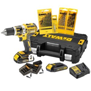 DeWALT - Akku-Schlagbohrschrauber-Set DCK795S2T-QW, Schlagbohrmaschine + Akku-Set + T-STAK Box + Zubehör-Set 18 V 1,5 Ah